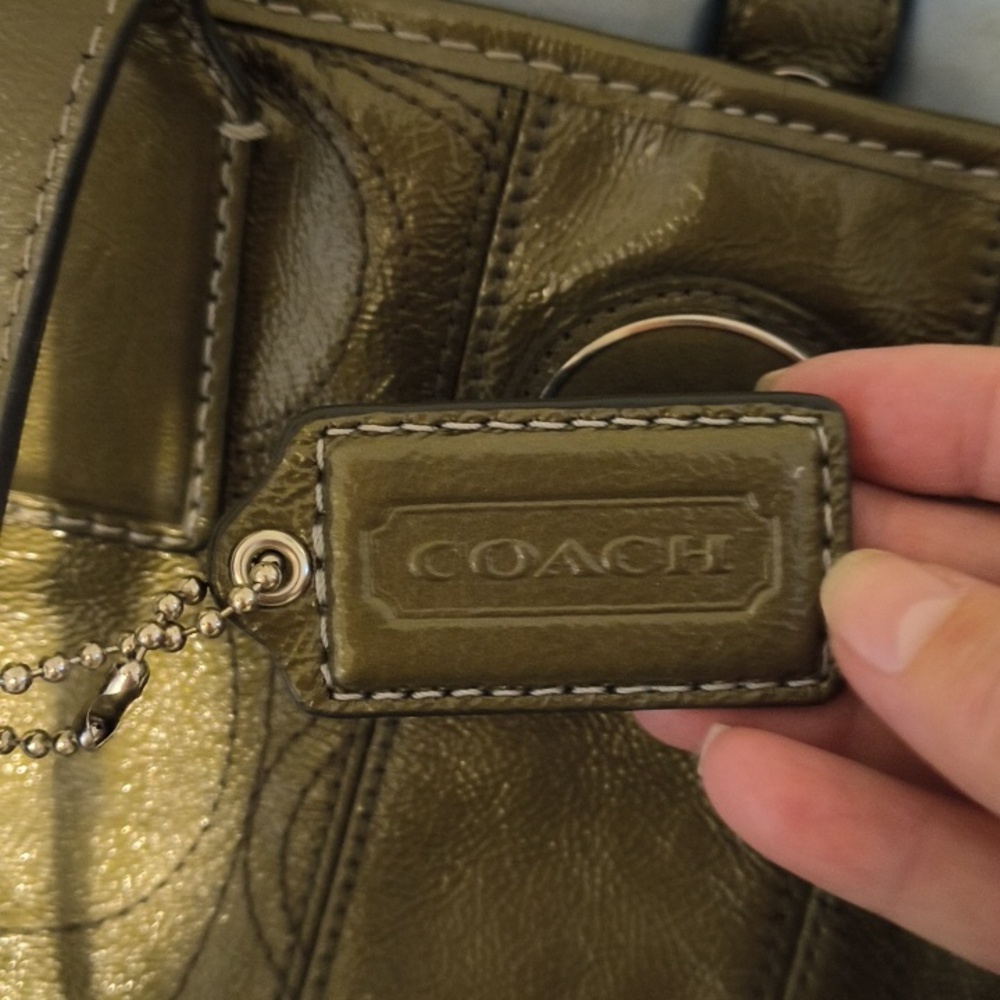 ✨Low Start ✨Coach Olive Green Signature Coated Shoulder Bag - Picture 3 of 11